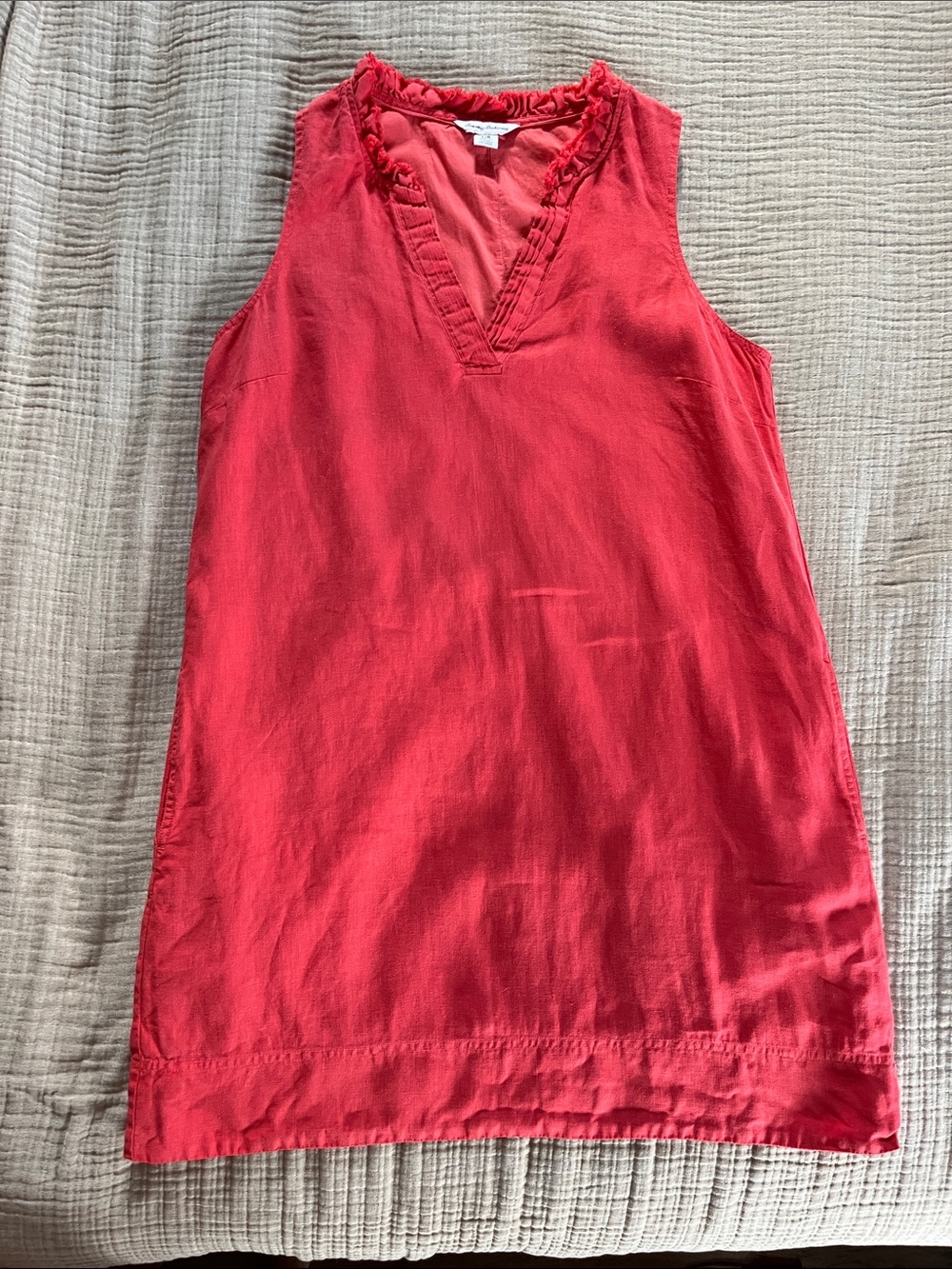 Tommy Bahama Two Palms Double Ruffle Sleeveless 100% Linen Dress